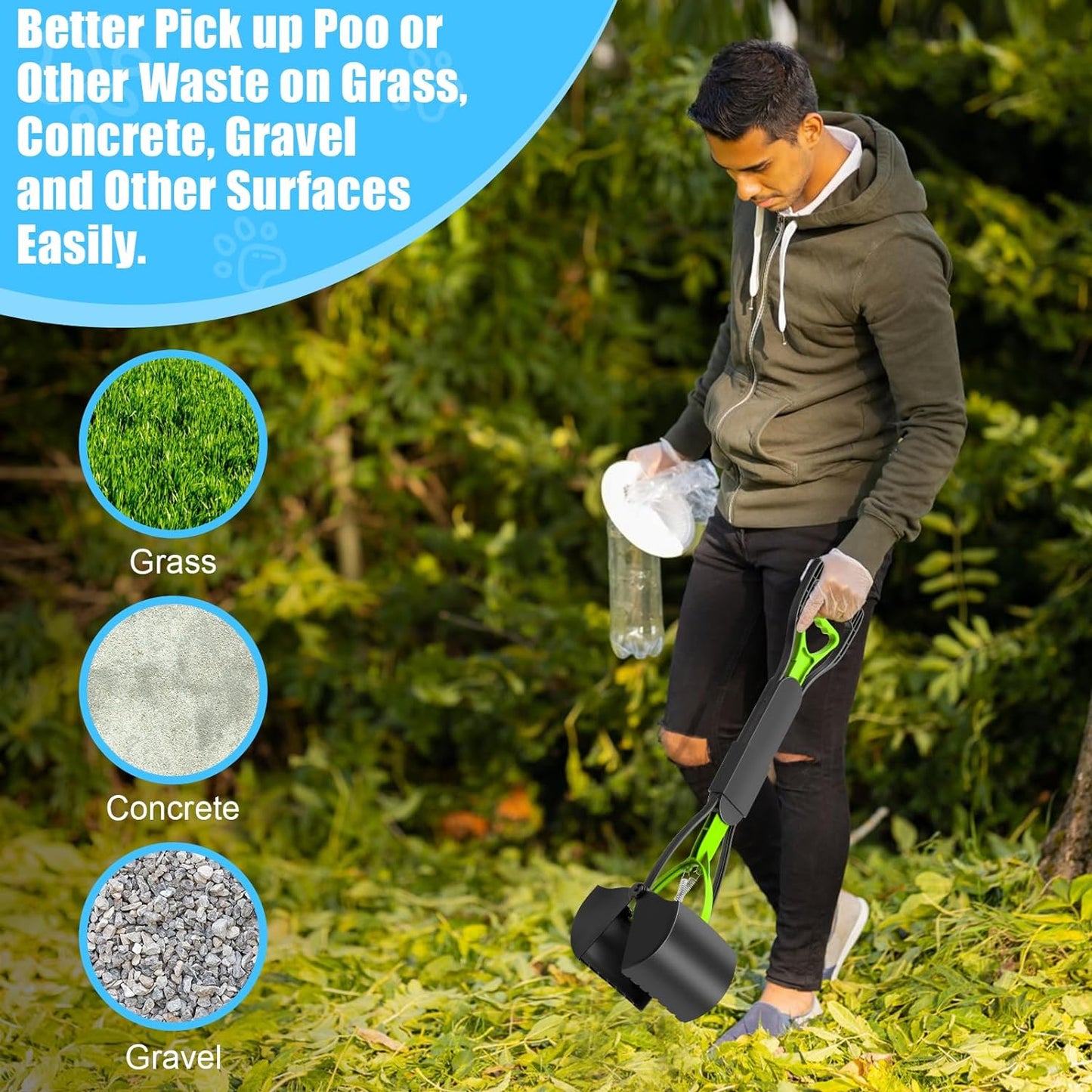 DOYADI 70CM PALETTA PER CACCA CANI CON MANICO LUNGO, POOPER SCOOPER CANE, RACCOGLI CACCA CANE