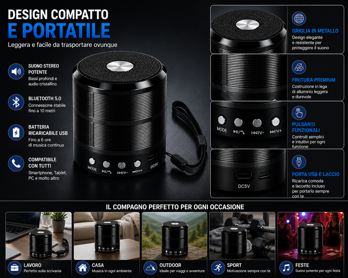 Portable Multifunction Bluetooth Speaker