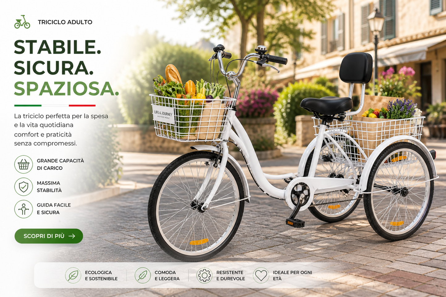 24" White Comfort Tricycle