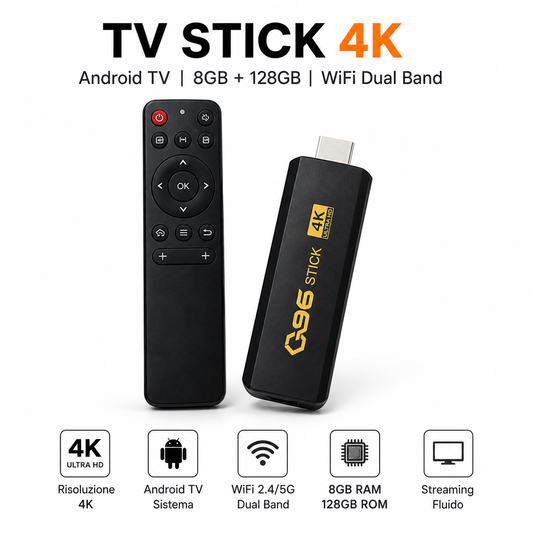 TV STICK Q96 - 4K ULTRA HD CON 8GB RAM + 128GB ROM