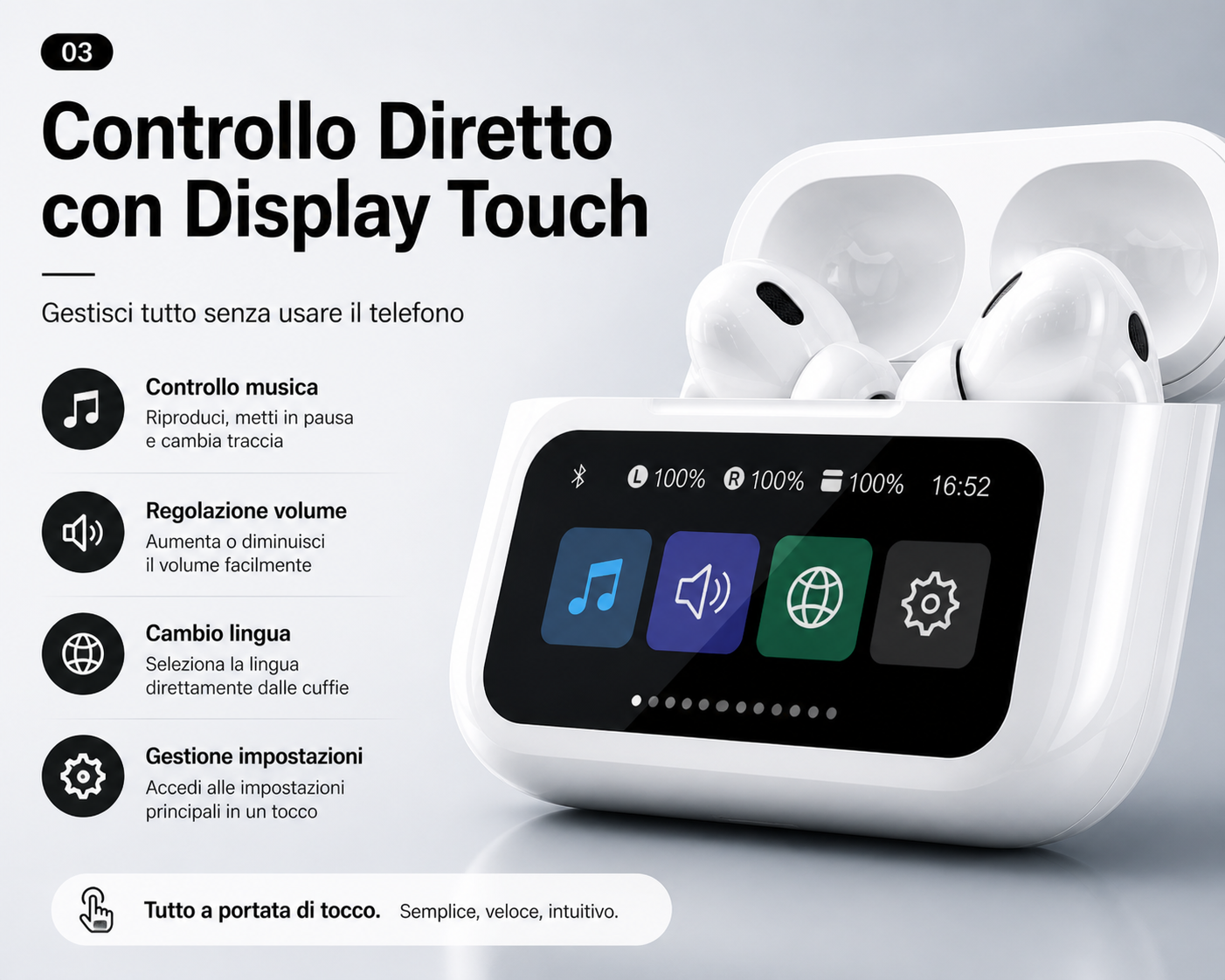DOPODS TOUCH HEADPHONES BLUETOOTH WITH INTEGRATED DISPLAY