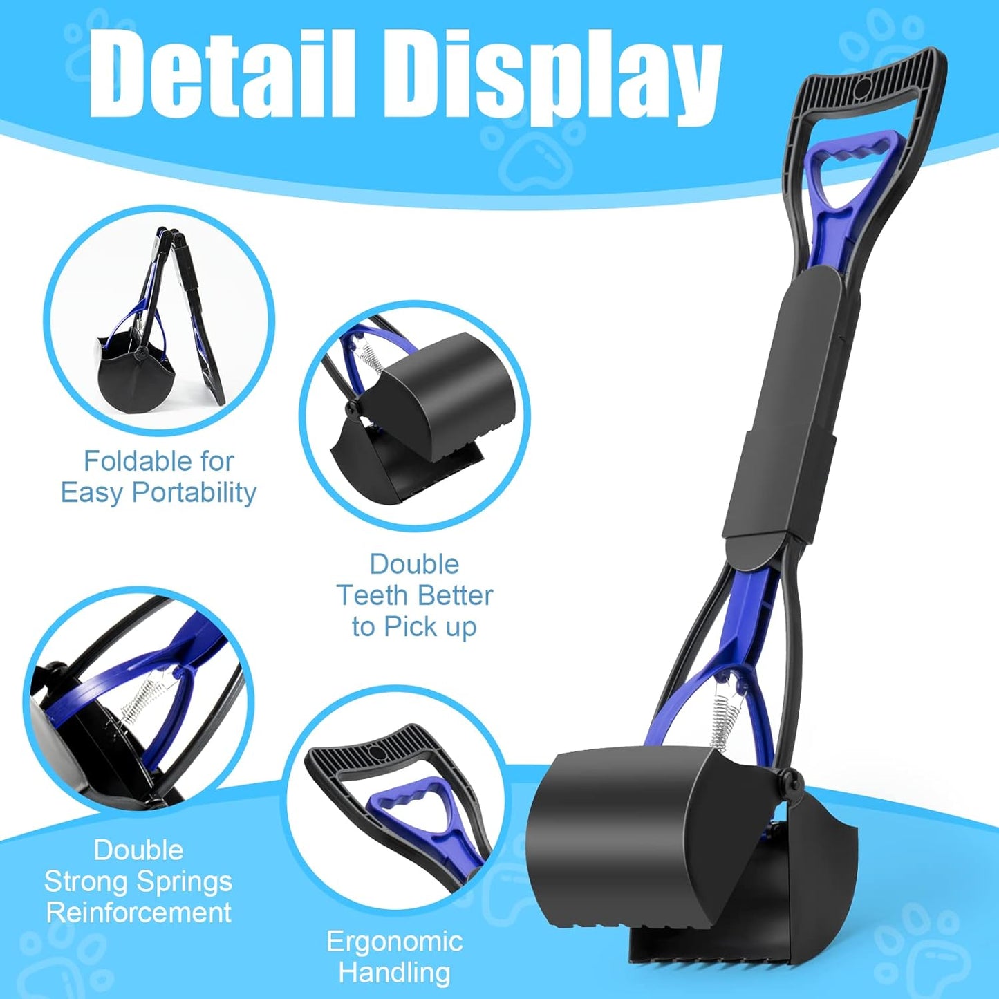 DOYADI 70CM DOG POOP SCOOPER WITH LONG HANDLE, DOG POOPER SCOOPER, DOG POOP COLLECTOR 