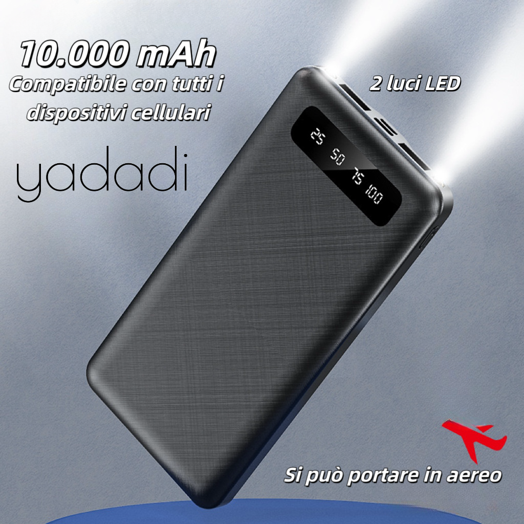 POWER BANK CLASSICO 10000mAh AD ALTA CAPACITÀ CON DISPLAY LED