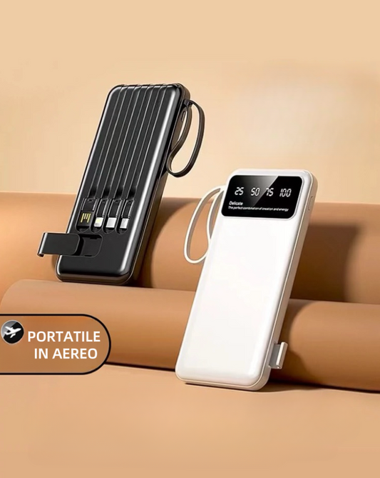 POWER BANK POWERCAVI 10000mAh CON CAVI INTEGRATI-RICARICA VELOCE