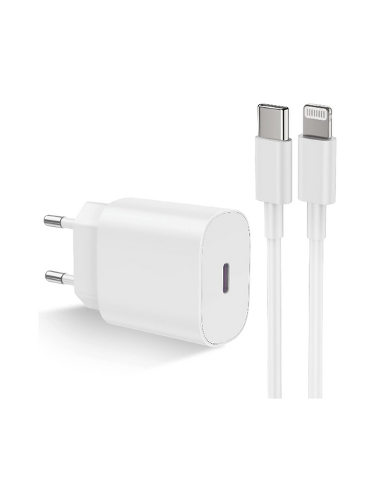 CARICATORE RAPIDO CERTIFICATO MFI DA 20W  CON CAVO USB C-LIGHTNING DI 1M - COMPATIBILE CON IPHONE E DISPOSITIVI APPLE