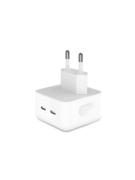 ADATTATORE/ALIMENTATORE DA 35W CON DOPPIA USCITA USB-C - COMPATIBILE CON TUTTI I CELLULARI