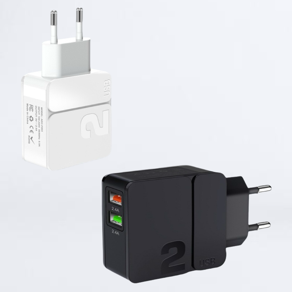 ADATTATORE/ALIMENTATORE CON 2 PORTE USB 5V/2.4A