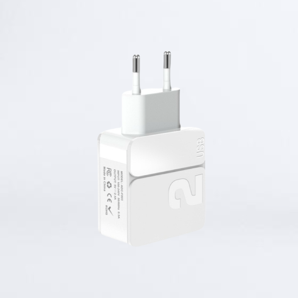 ADATTATORE/ALIMENTATORE CON 2 PORTE USB 5V/2.4A