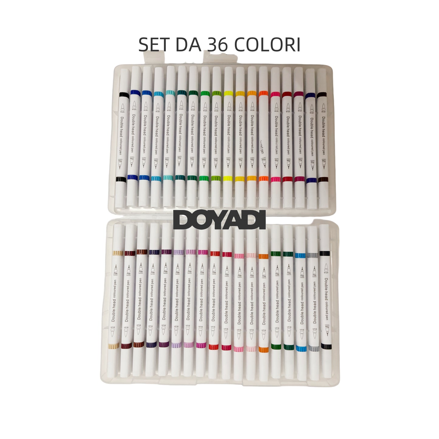 SET DA 12 A 36 COLORI-PENNARELLI A DOPPIA PUNTA A BASE D'ACQUA, 1,2mm e 0,4 mm