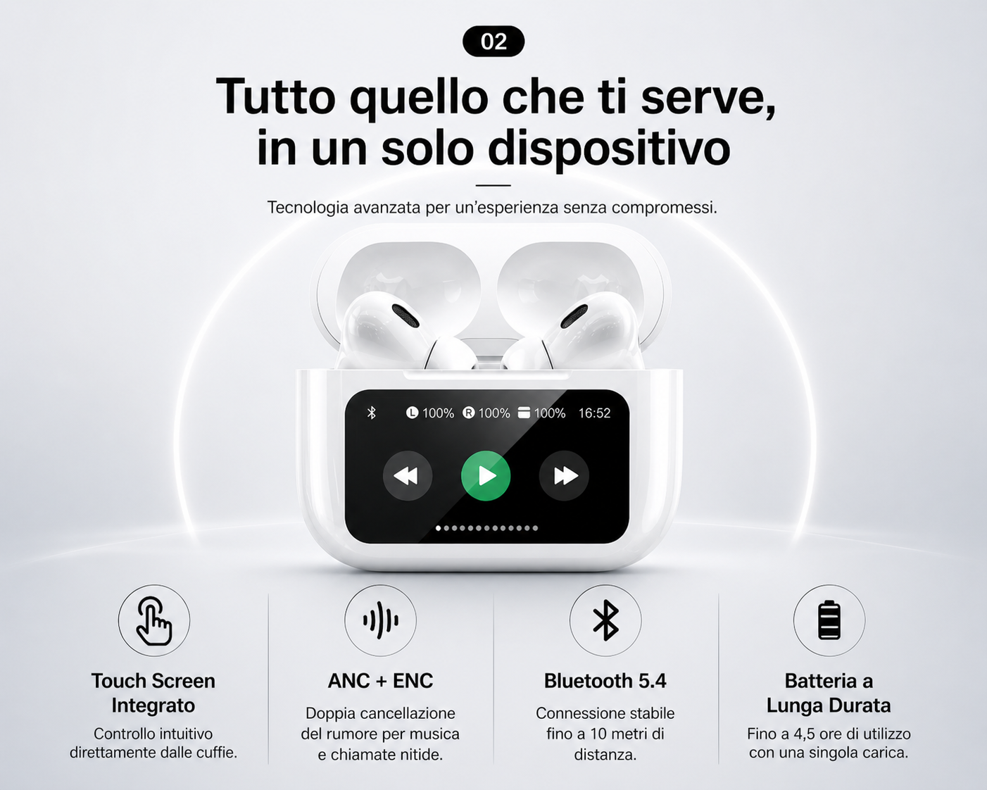 DOPODS TOUCH HEADPHONES BLUETOOTH WITH INTEGRATED DISPLAY