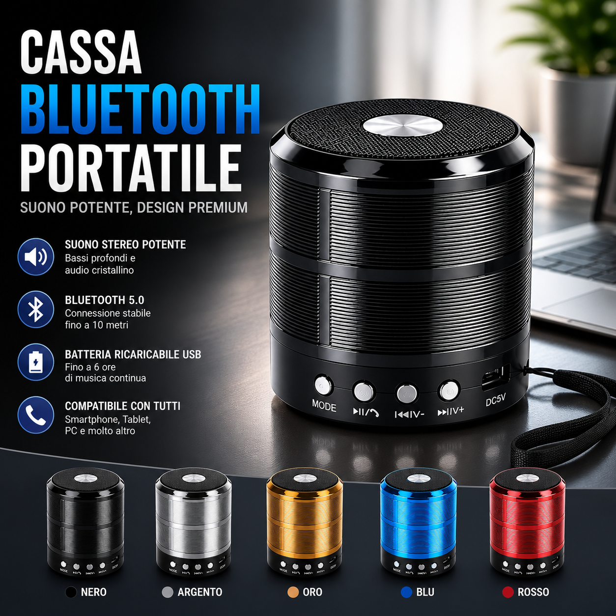 Portable Multifunction Bluetooth Speaker