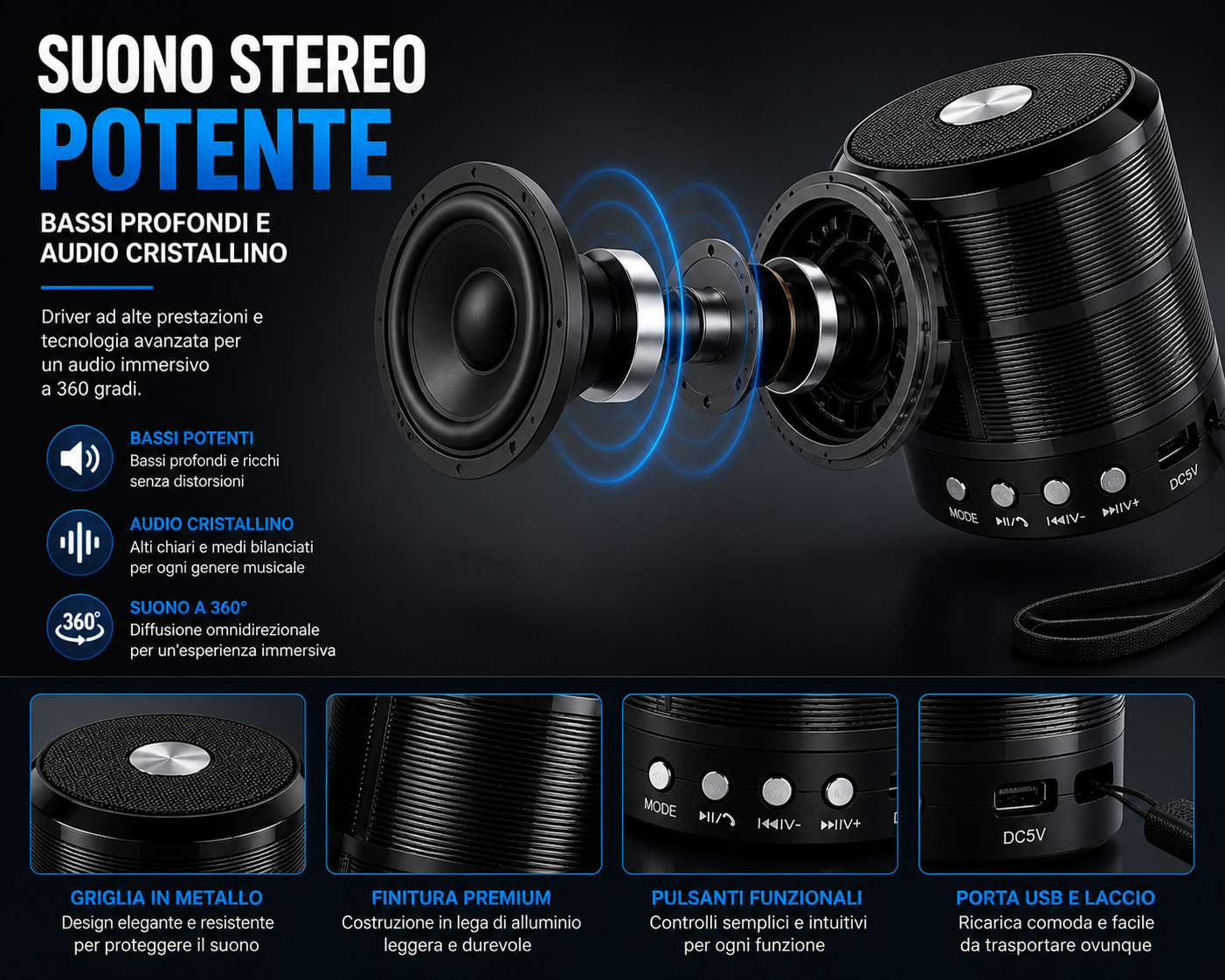 Portable Multifunction Bluetooth Speaker