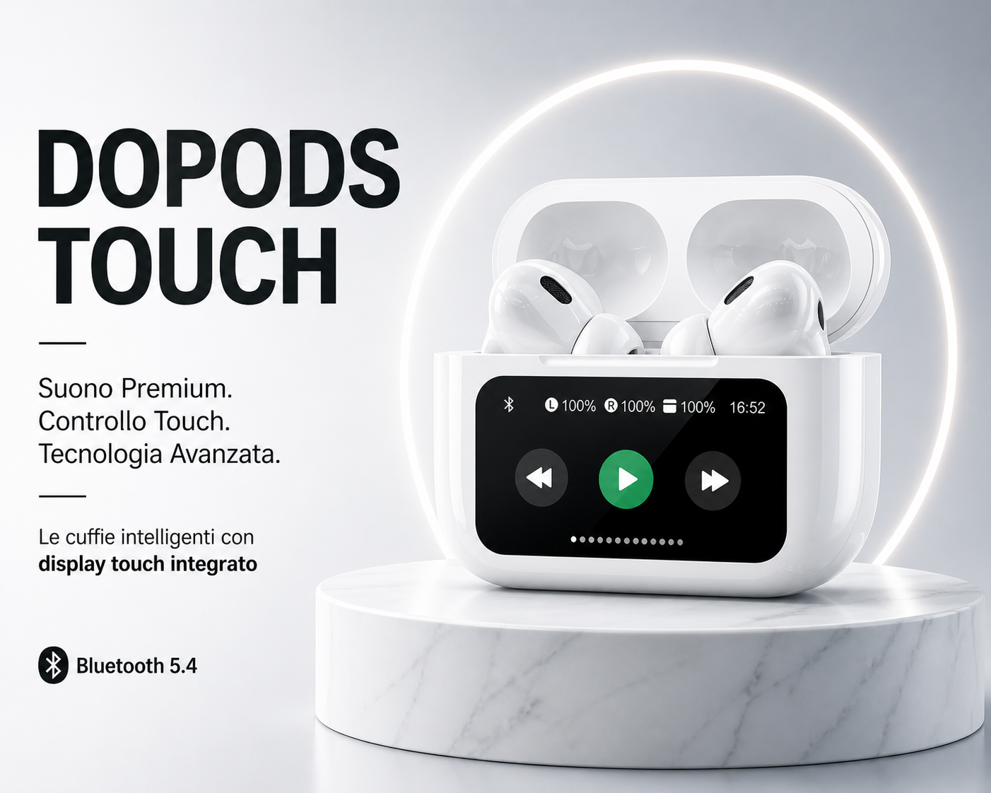 DOPODS TOUCH HEADPHONES BLUETOOTH WITH INTEGRATED DISPLAY