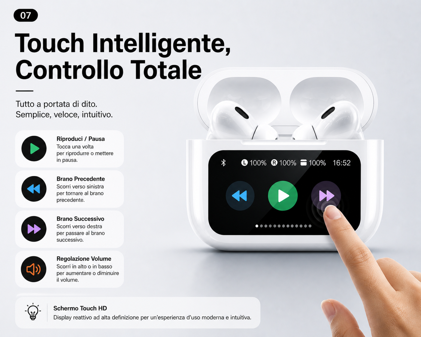 DOPODS TOUCH HEADPHONES BLUETOOTH WITH INTEGRATED DISPLAY